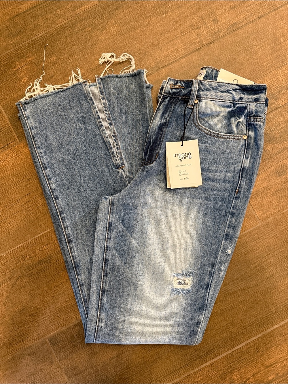 High-Rise Slit Flare Jeans - Light Blue